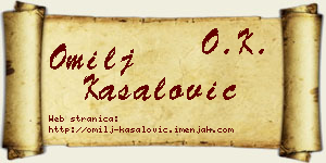 Omilj Kasalović vizit kartica